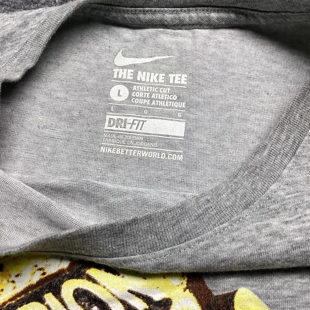Nike Dri-Fit Graphic Tee Shirt Large L Heather Grey Champion Ring Athletic Cut